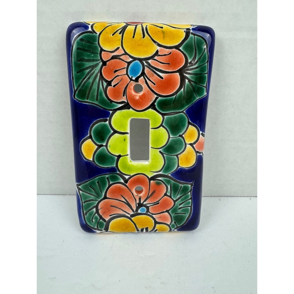 Talavera Mexican Pottery Light Switch Cover Hand Painted Floral Ceramic Toggle